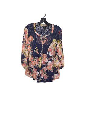 New Direction Size PL Black Floral Cami Underlay 3/4 Sleeve 2841